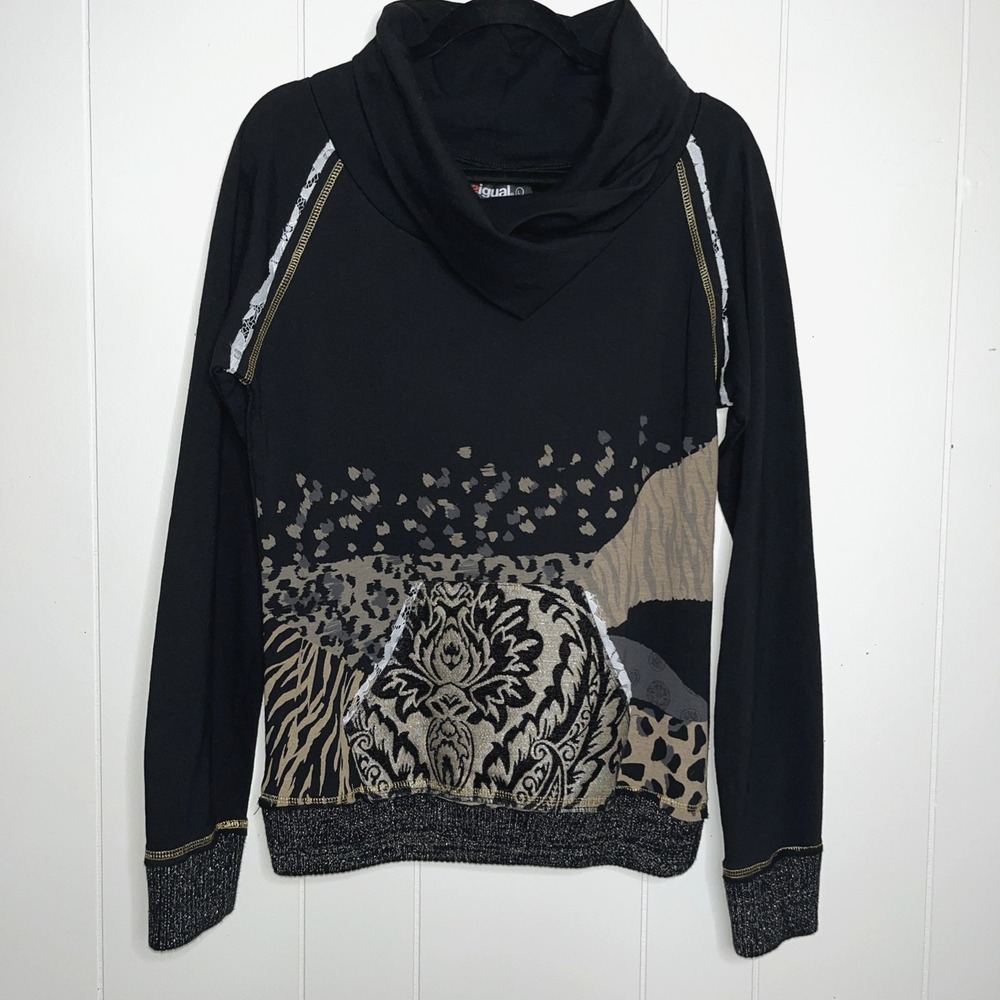 Desigual Women's‎ Long Sleeve Mixed Media Sweatshirt Size S/M